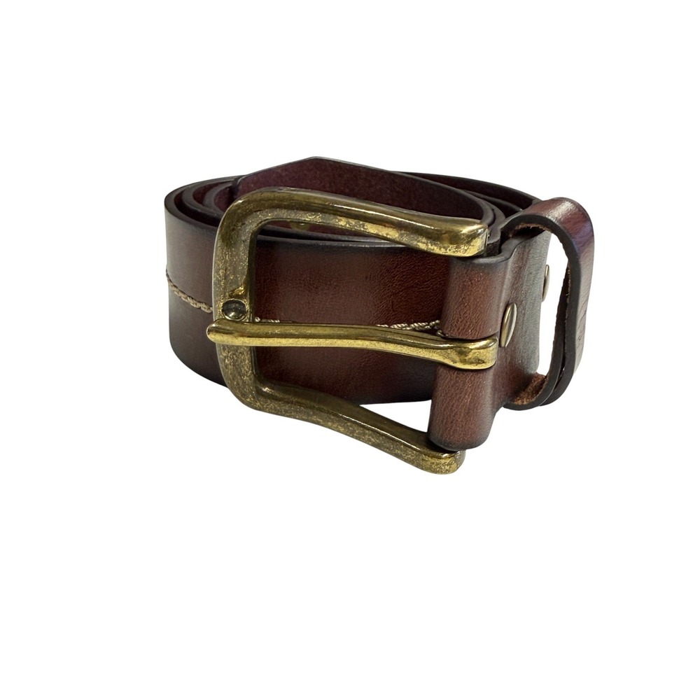 Fossil Women Belt‎ Leather Classic Brown Belt Brass Buckle Size Medium